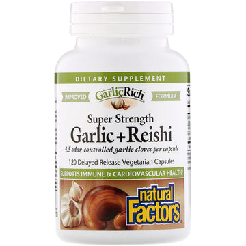 Natural Factors, GarlicRich, Super Strength Garlic + Reishi, 120 Delayed Release Vegetarian Capsules