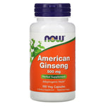 Now Foods, American Ginseng, 500 mg, 100 Veg Capsules - The Supplement Shop