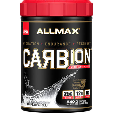 ALLMAX Nutrition, CARBion+ with Electrolytes + Hydration, Gluten-Free + Vegan Certified, Unflavored, 1.85 lbs (840 g)