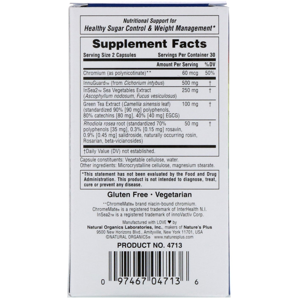 Nature's Plus, Sugar Armor, Sugar Blocker, Weight Loss Aid, 60 Vegetar