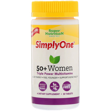 Super Nutrition, SimplyOne, 50+ Women, Triple Power Multivitamins, 30 Tablets
