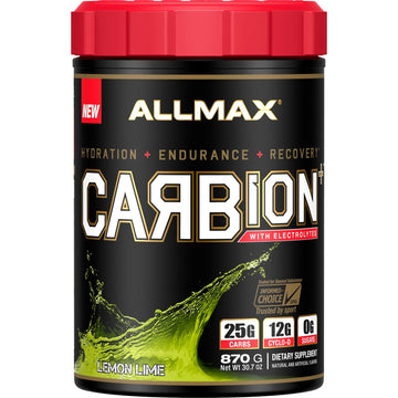ALLMAX Nutrition, CARBion+ with Electrolytes + Hydration, Gluten-Free + Vegan Certified, Lemon Lime, 1.91 lbs (870 g)