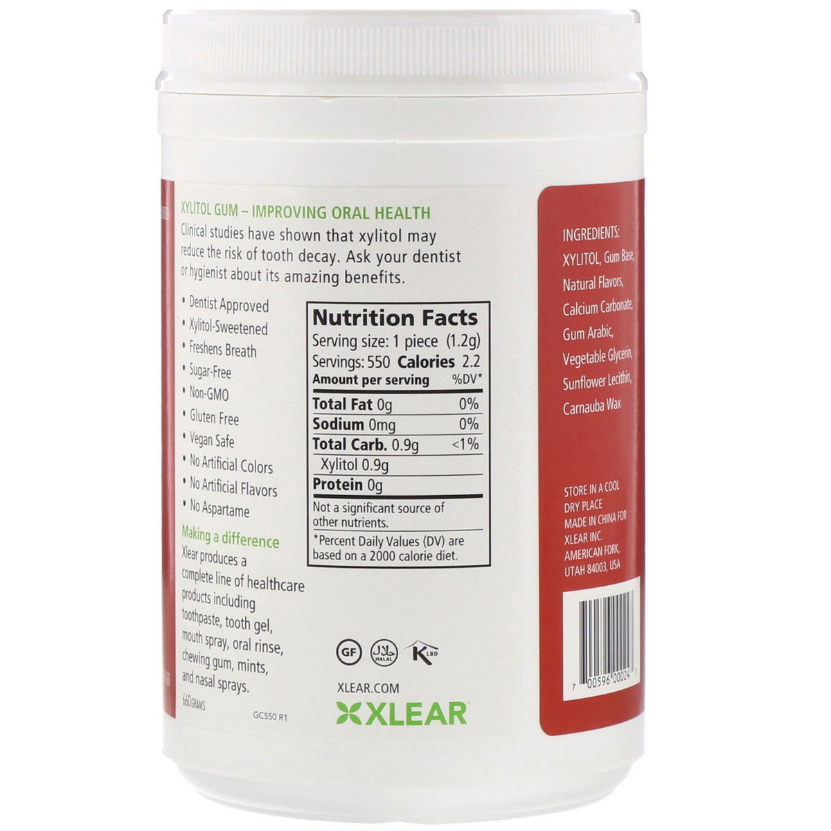 Xlear, Spry, Chewing Gum, Natural Cinnamon, Sugar Free, 550 Count, (66 The Supplement Shop