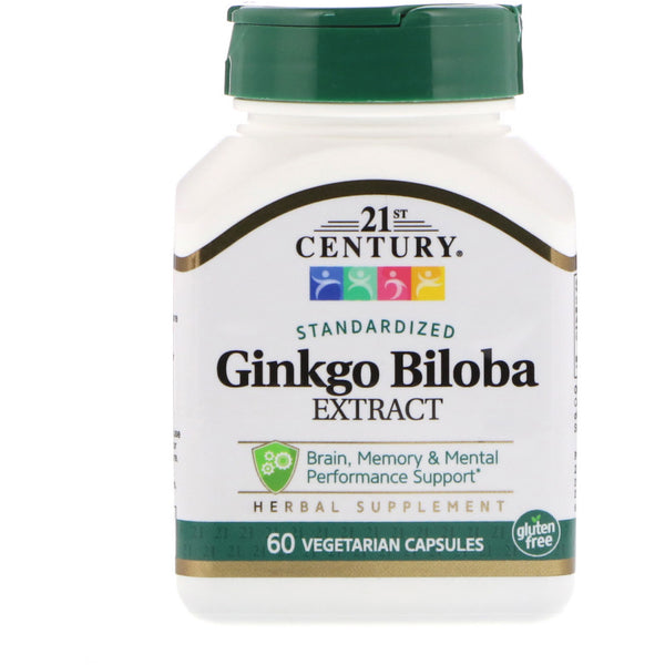 21st Century, Ginkgo Biloba Extract, Standardized, 60 Vegetarian Capsules - The Supplement Shop