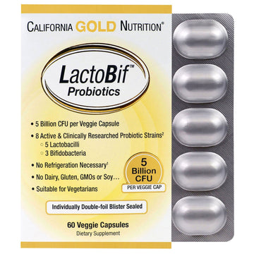 California Gold Nutrition, LactoBif Probiotics, 5 Billion CFU, 60 Veggie Capsules