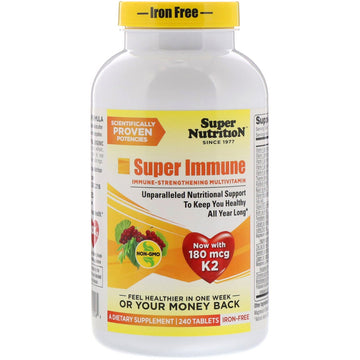 Super Nutrition, Super Immune, Immune-Strengthening Multivitamin, Iron-Free, 240 Tablets