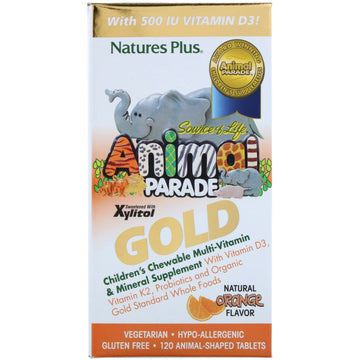 Nature's Plus, Source of Life, Animal Parade Gold, Children's Chewable Multi-Vitamin & Mineral Supplement, Natural Orange Flavor, 120 Animal Shaped Tablets