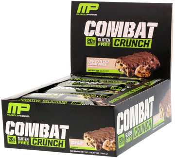 SALE MusclePharm, Combat Crunch, Chocolate Chip Cookie Dough, 12 Bars,  63 g Each