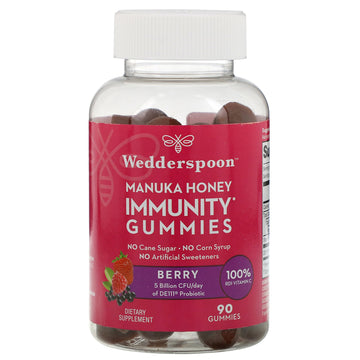 Wedderspoon, Manuka Honey, Immunity Gummies, Berry, 5 Billion CFU, 90 Gummies