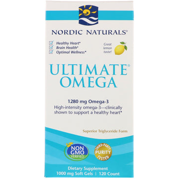 Nordic Naturals, Ultimate Omega, Lemon, 1,280 mg, 120 Soft Gels
