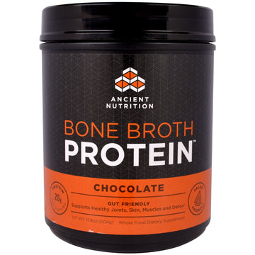 Dr. Axe / Ancient Nutrition, Bone Broth Protein, Chocolate, 17.8 oz (504 g)