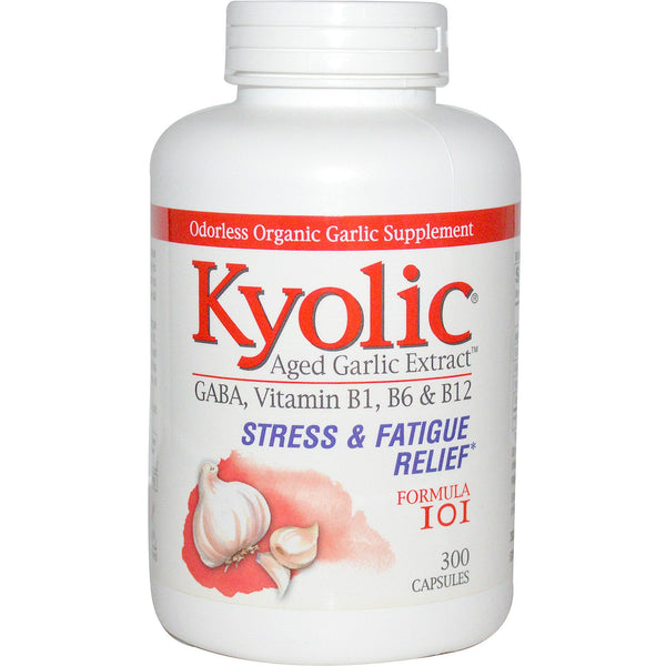 Kyolic, Aged Garlic Extract, Stress & Fatigue Relief Formula 101, 300 Capsules - The Supplement Shop