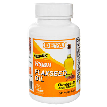 Deva, Vegan, Flaxseed Oil, Omega-3, 90 Vegan Caps