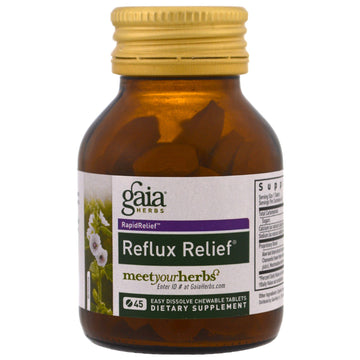 Gaia Herbs, Reflux Relief, 45 Easy Dissolve Chewable Tablets