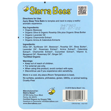 Sierra Bees, Sleep Time Balm, Lavender & Chamomile, 0.6 oz (17 g)