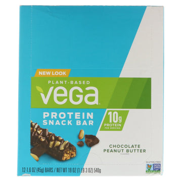 Vega, Snack Bar, Chocolate Peanut Butter, 12 Bars, 1.6 oz (45 g) Each