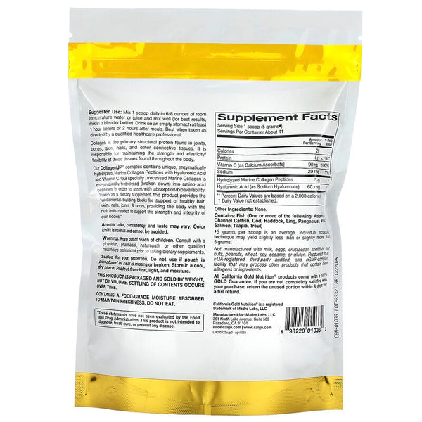 California Gold Nutrition, CollagenUP, Marine Collagen + Hyaluronic Acid + Vitamin C, Unflavored, 7.26 oz (206 g)