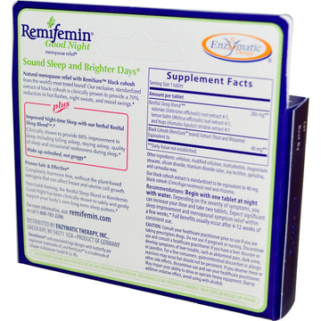 Enzymatic Therapy, Remifemin, Good Night, 21 Tablets
