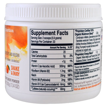 Organic Mushroom Nutrition, Energy, Mushroom Powder, Citrus Orange, 7.14 oz (200 g)
