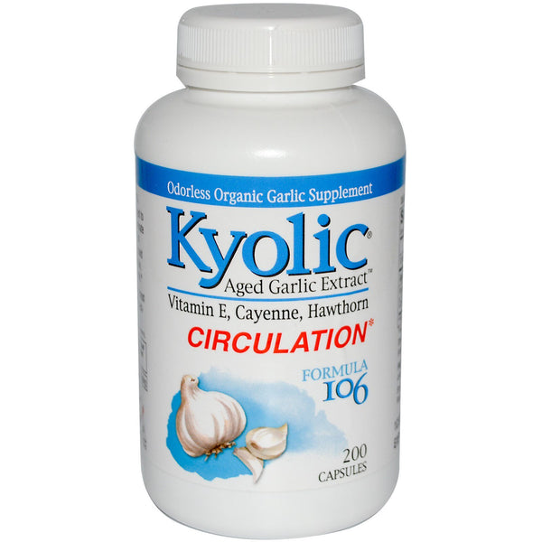 Kyolic, Aged Garlic Extract, Circulation, Formula 106, 200 Capsules - The Supplement Shop