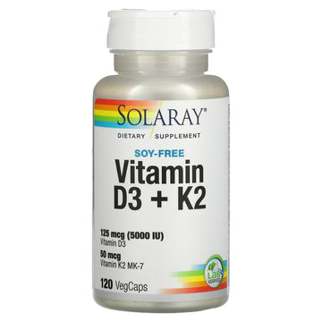 Solaray, Vitamin D3 + K2 Soy Free VegCaps