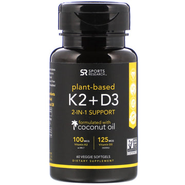 Sports Research, Vitamin K2 + D3, 60 Veggie Softgels