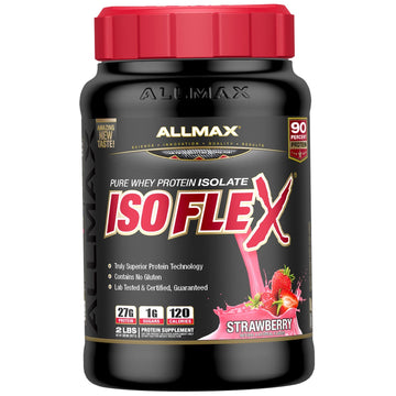ALLMAX Nutrition, Isoflex, Pure Whey Protein Isolate (WPI Ion-Charged Particle Filtration), Strawberry, 2 lbs. (907 g)