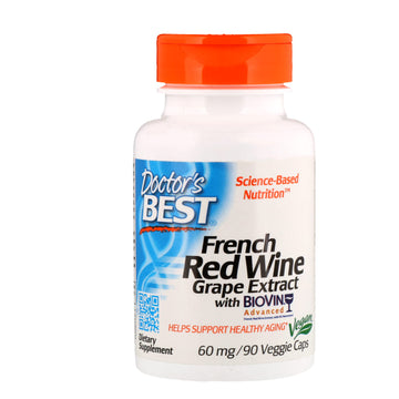 Doctor's Best, French Red Wine Grape Extract, 60 mg, 90 Veggie Caps