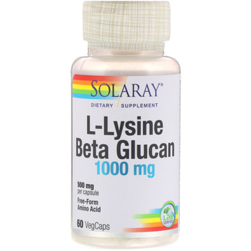Solaray, L-Lysine & Beta Glucan, 1,000 mg, 60 VegCaps
