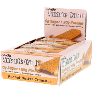 NuGo Nutrition, Smarte Carb, Peanut Butter Crunch Bars, 12 Bars, 1.76 oz (50 g) Each