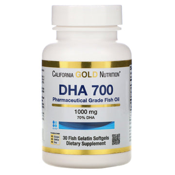 California Gold Nutrition, DHA 700 Fish Oil, Pharmaceutical Grade, 1,000 mg, 30 Fish Gelatin Softgels