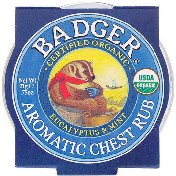 Badger Company, Organic, Aromatic Chest Rub, Eucalyptus & Mint, .75 oz (21 g)