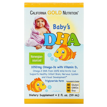 California Gold Nutrition, Baby's DHA, 1050 mg, Omega-3s with Vitamin D3, 2 fl oz (59 ml)