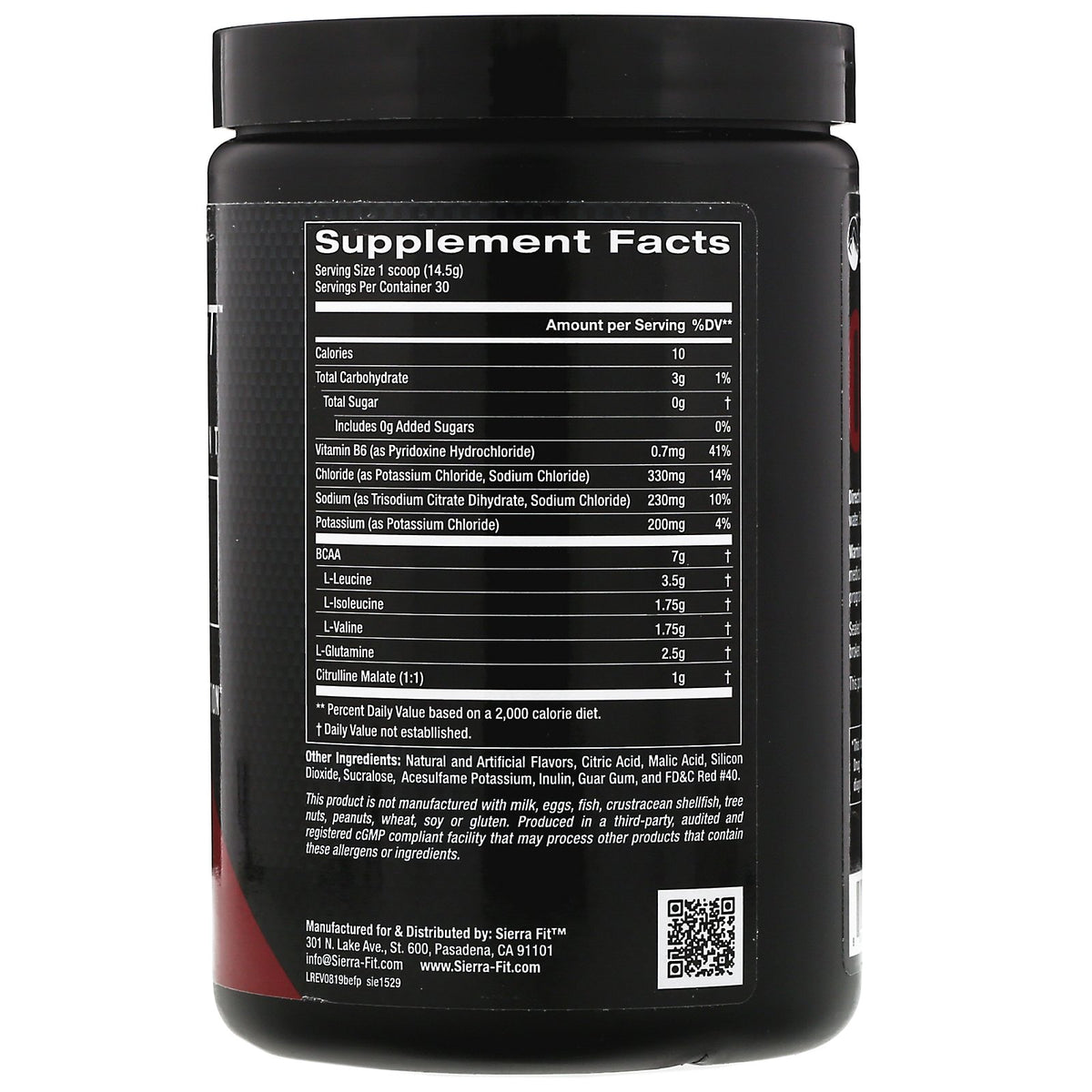Sierra Fit, BCAA & Electrolytes, 7G BCAAs, Fruit Punch, 15.34 oz (435