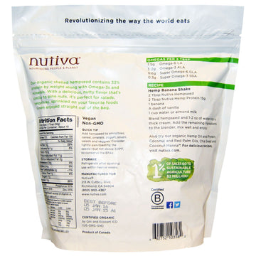 Nutiva, Organic Hemp Seed, Raw Shelled, 19 oz (539 g)