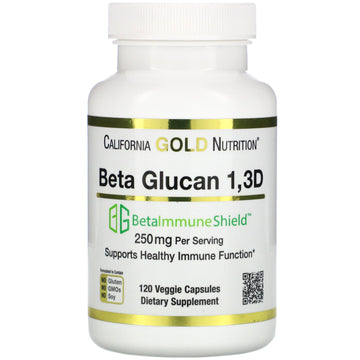 California Gold Nutrition, Beta Glucan 1-3D with Beta-ImmuneShield, 250 mg Per Serving, 120 Veggie Capsules