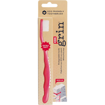 Grin Biodegradable Toothbrush Kids Extra Soft Pink x8