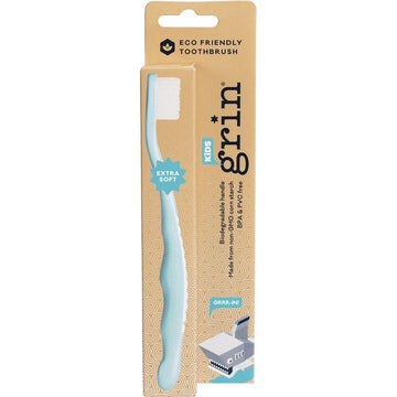 Grin Biodegradable Toothbrush Kids Extra Soft Blue x8