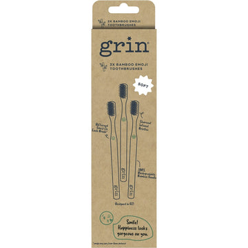 Grin Bamboo Toothbrush Soft Emoji 8x3pk