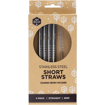 Ever Eco Stainless Steel Short Straws 4pk