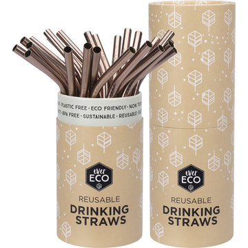 Ever Eco Stainless Steel Straws Bent Rose Gold Counter Display x25