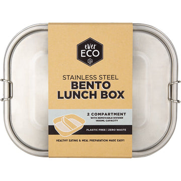 Ever Eco Stainless Steel Bento Lunch Box 2 Compartments 1400ml