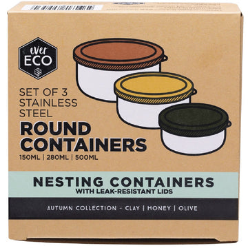 Ever Eco Stainless Steel Round Nesting Containers Autumn Collection 3pk