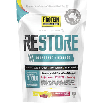Protein Supplies Australia Restore Hydration Recovery Drink Raspberry Lemonade 200g