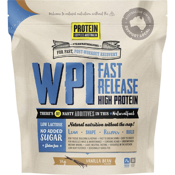 Protein Supplies Australia WPI Whey Protein Isolate Vanilla Bean 1kg