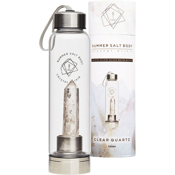 Summer Salt Body Crystal Elixir Glass Water Bottle Clear Quartz 550ml