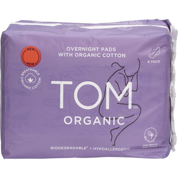 TOM Organic Pads Overnight 6x8pk