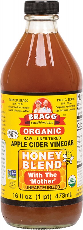 BRAGG Apple Cider Vinegar & Honey  Unfiltered & Contains The Mother 473ml