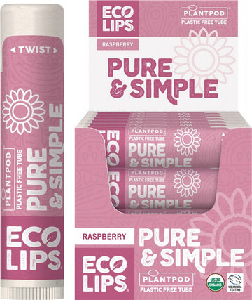 ECO LIPS Lip Balm (Display Of 24)  Pure & Simple - Raspberry 24x4.25g