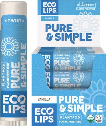 ECO LIPS Lip Balm (Display Of 24)  Pure & Simple - Vanilla 24x4.25g